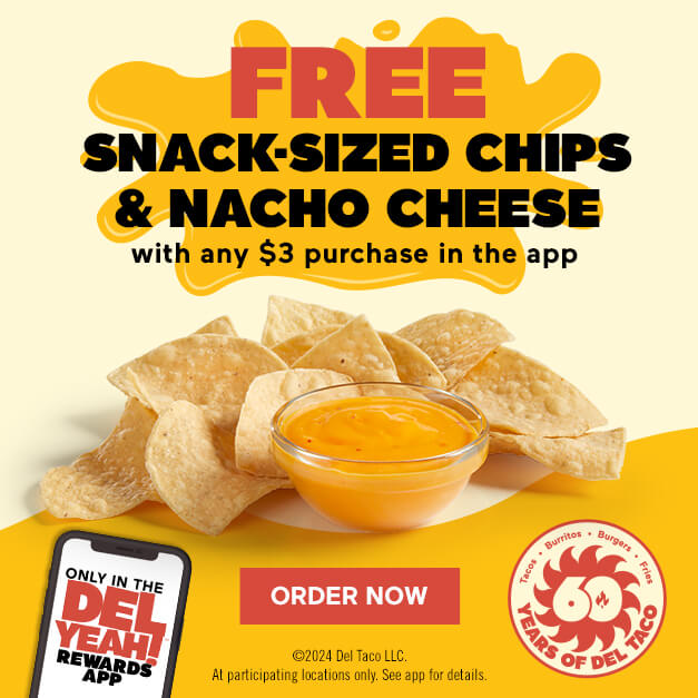 Free Snack-Sized Chips and Nacho Cheese With any $3 Purcahse in App. Click to Order Now.