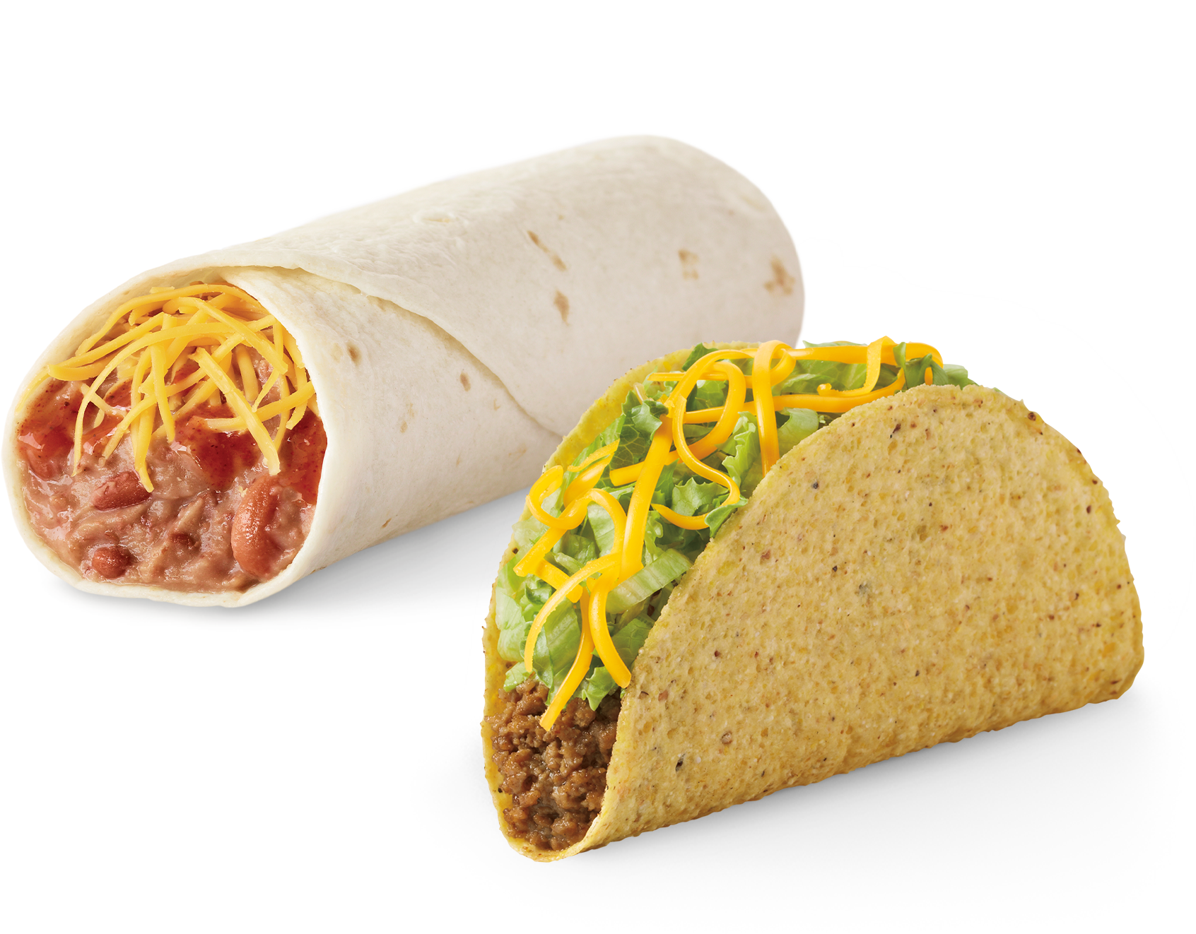 Bean and Cheese Burrito and Snack Taco