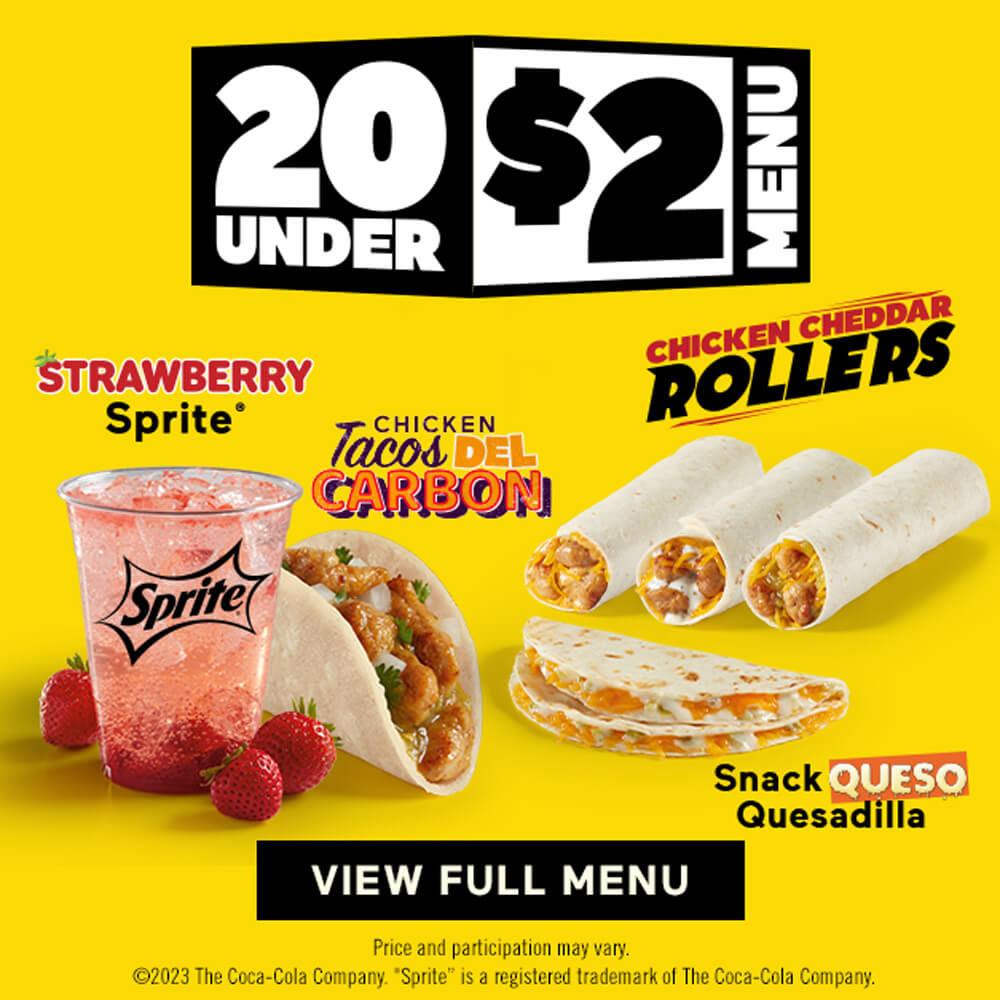 20 Under $2 - CLick to View Full Menu