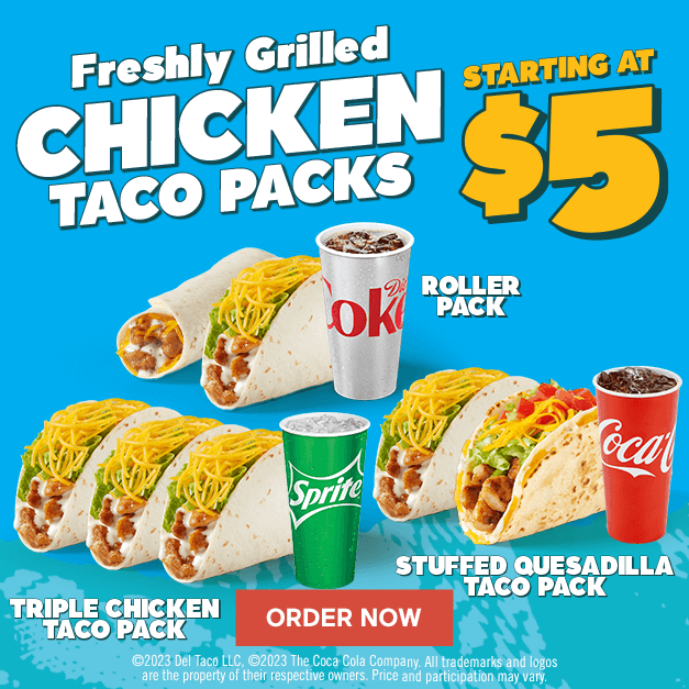 Freshly Grilled Chicken Taco Packs. Starting at $5.