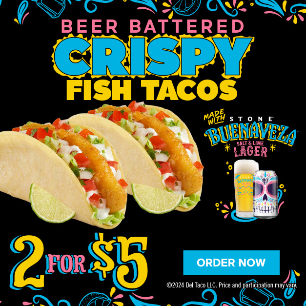 Beer Battered Crispy Fish Taco 2 for $5. Click to Order Now